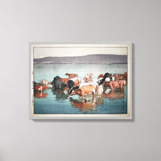 Toile 沼 崎 牧 の 昼, Vaches, Hiroshi Yoshida, Bois (Recto)