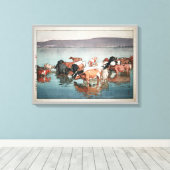 Toile 沼 崎 牧 の 昼, Vaches, Hiroshi Yoshida, Bois (Insitu (Plancher de Bois))