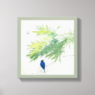 Toile 竹 に 青 鳥, 栖 bambou et oiseau bleu, Seihō, Art japon