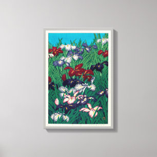 Toile 菖 蒲, Iris, Hasui Kawase, Woodcut