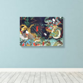 Toile 龍 虎, 豊 国 Dragon & Tiger, Toyokuni, Ukiyo-e (Insitu (Plancher de Bois))