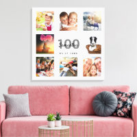 100e anniversaire personnalisé photo collage blanc