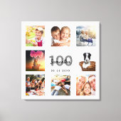 Toile 100e anniversaire personnalisé photo collage blanc (Recto)