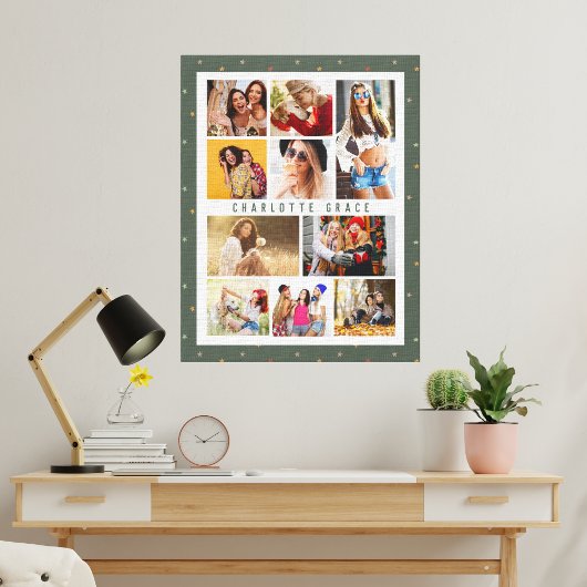 Toile 10 Photo Étoiles modernes Stylish Nom vert