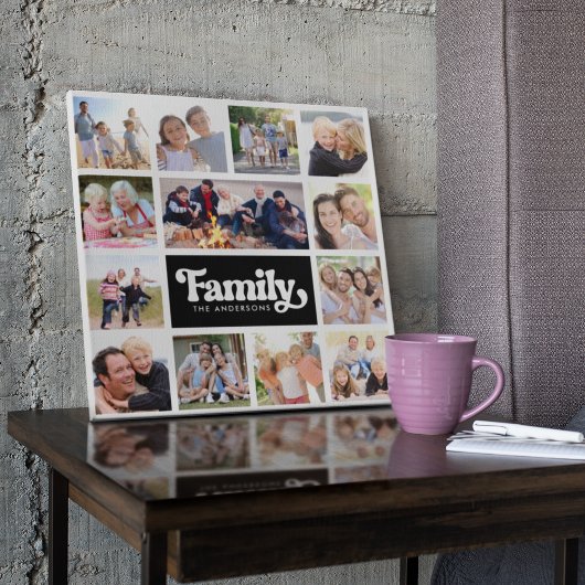 Toile 13 Photos Collage Famille Monogramme
