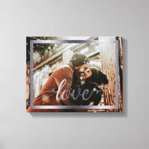 Toile 14x11 Love Typography avec cadre en argent