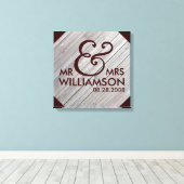 Toile 16x16 Pays Bois Enveloppé Mariage Date Art (Insitu (Plancher de Bois))