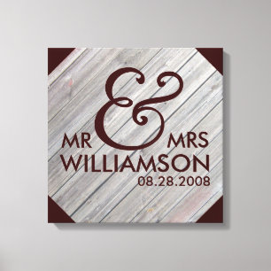 Toile 16x16 Pays Bois Enveloppé Mariage Date Art