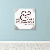 Toile 16x16 Pays Bois Enveloppé Mariage Date Art (Insitu (Plancher de Bois))