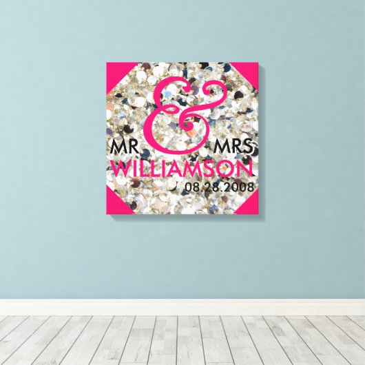 Toile 16x16 Wrapped Canvas Mariage Date Nom Art (Insitu (Plancher de Bois))