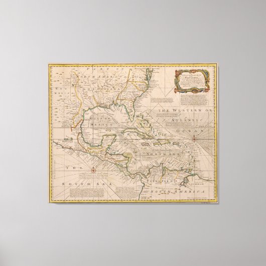 Toile 1720 Carte des Antilles par Emanuel Bowen (Recto)