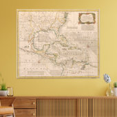 Toile 1720 Carte des Antilles par Emanuel Bowen (Insitu(Salon))