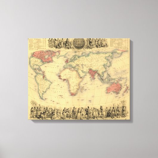 Toile 1850's Map of British Empire Throughout the World (Recto)