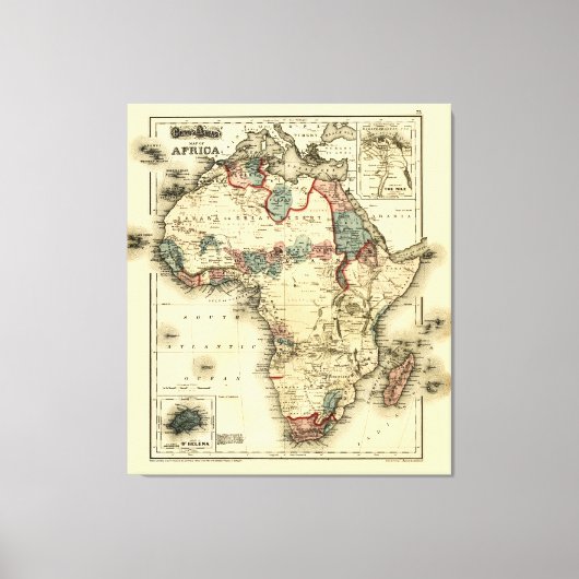 Toile 1874 Map of Africa Antique African Print (Recto)