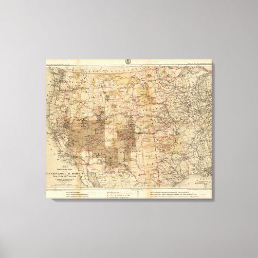 Toile 1878 Carte des enquêtes géographiques américaines (Recto)
