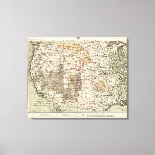 Toile 1878 Carte des enquêtes géographiques américaines (Recto)