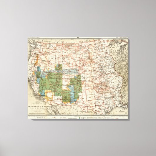 Toile 1880 Carte de l'état d'avancement des enquêtes géo (Recto)
