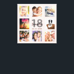 Toile 18e anniversaire rose or nom photo collage<br><div class="desc">Un cadeau unique de 18ème anniversaire ou de conservation, célébrant sa vie avec un collage de 8 de vos photos. Ajoutez des images de sa famille, de ses amis, de ses animaux de compagnie, de ses loisirs ou de sa destination de voyage de rêve. Personnalisez et ajoutez un nom, 18...</div>