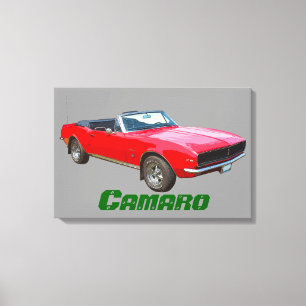 Toile 1967 voiture Camaro Muscle convertible rouge.