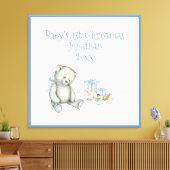 Toile 1er Noël de bébé Keepsaké bleu personnalisé (Insitu(Salon))