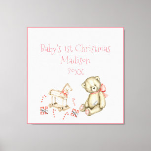 Toile 1er Noël du bébé Personnalisez Pink Cute Baby