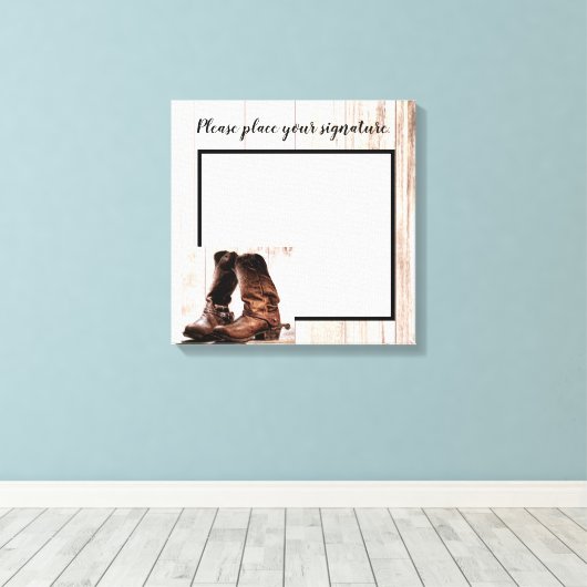 Toile 20"x20" Signature Canvas Bottes Pays Rustique Oues (Insitu (Plancher de Bois))