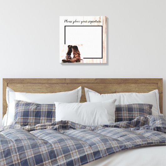 Toile 20"x20" Signature Canvas Bottes Pays Rustique Oues (Insitu(Chambre))