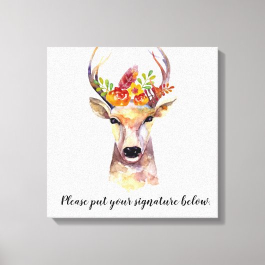 Toile 20"x20" Signature Canvas cerf de bouho Buck Head B (Recto)