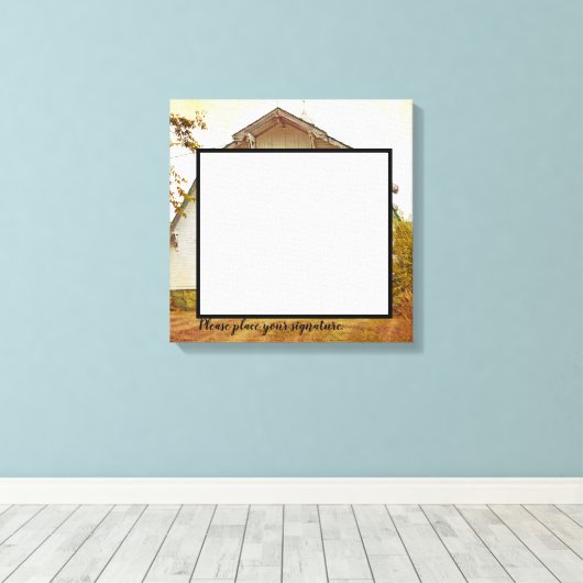 Toile 20"x20" Signature Canvas Sunset Grange Pays Rusti (Insitu (Plancher de Bois))