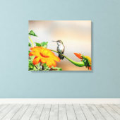 Toile 20x16 Colibri sur un plante à fleurs (Insitu (Plancher de Bois))