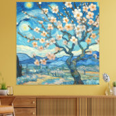 Toile 21e Anniversaire crème bleu fleur amande (Insitu(Salon))