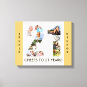 Toile 21e anniversaire Photo Collage Numéro 21 Neutre (Recto)