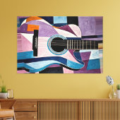Toile 24_019, guitare, abstraite, cubisme, art (Insitu(Salon))