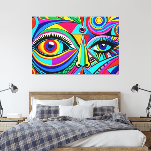 Toile 24_040, Cubist Face Art Abstrait (Insitu(Chambre))