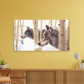 Toile 2 Loups Parmi les Trembles, Peinture Acrylique (Insitu(Salon))