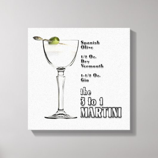 Toile 3 à 1 (Humide) Cocktail Martini Recette Art 12"x12 (Recto)