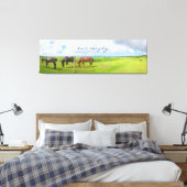 Toile 3 Chevaux Pâturage Photo Tryptique Live Simplement (Insitu(Chambre))