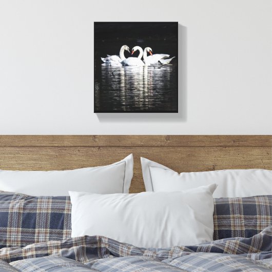 Toile 3 cygnes et réflexions (Insitu(Chambre))