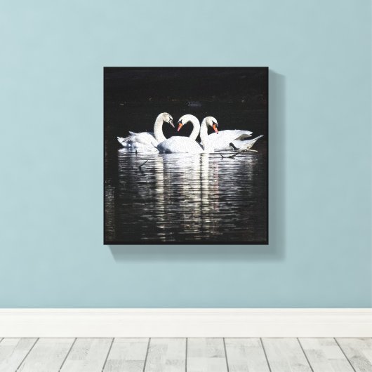 Toile 3 cygnes et réflexions (Insitu (Plancher de Bois))