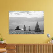 Toile 3 navires à Sunset Black&White Wrapped Canvas Impr (Insitu(Salon))
