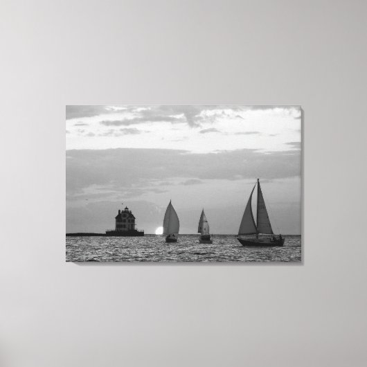 Toile 3 navires à Sunset Black&White Wrapped Canvas Impr (Recto)