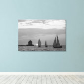 Toile 3 navires à Sunset Black&White Wrapped Canvas Impr (Insitu (Plancher de Bois))
