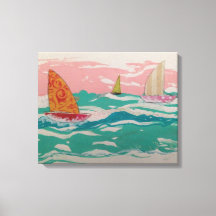 3 voiliers sur l'eau - Art en technique mixte