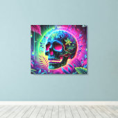 Toile 3D Colorful Skull (Insitu (Plancher de Bois))