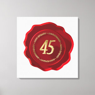 Toile 45e anniversaire sceau de cire rouge