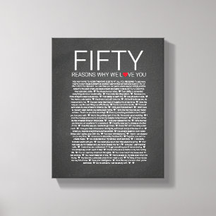 Toile 50 raisons pour lesquelles nous vous aimons vow ma