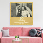 Toile 50e anniversaire du Mariage Golden Love Hearts Pho (Insitu(Salon))