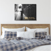 Toile 50e anniversaire du Mariage | Lettres d'or | Photo (Insitu(Chambre))