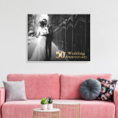 Toile 50e anniversaire du Mariage | Lettres d'or | Photo (Insitu(Salon))