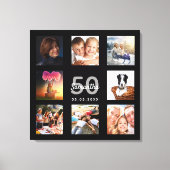 Toile 50e anniversaire noir photo collage monogramme (Recto)